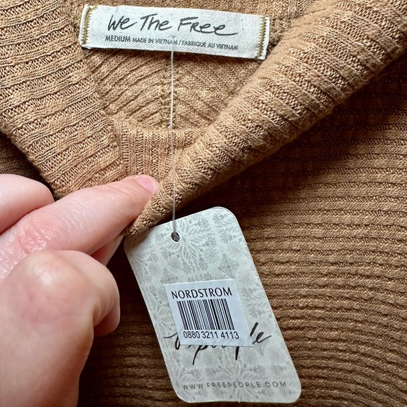 NWT Free People Casey Rib Tunic Sweater Camel Medium - Picture 16 of 16